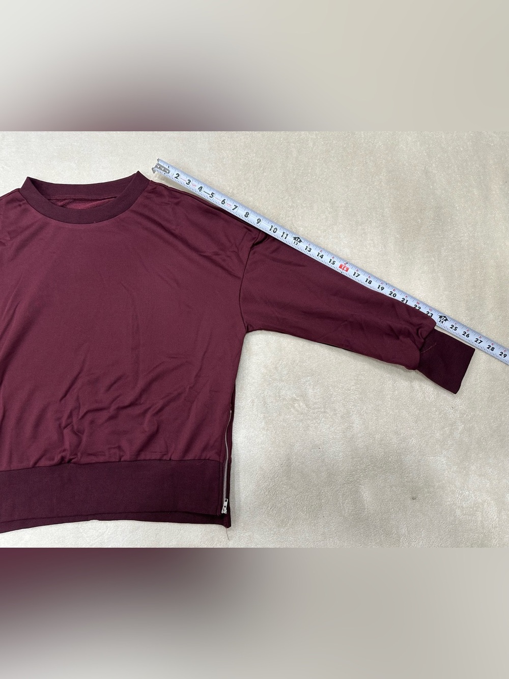 Women's Loungewear Wide-Leg Sweatpant and Long Sleeve Top Burgundy Size S. - Picture 9 of 9